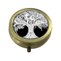 GDEE Tree of Life Custom Fashion Stainless Steel Bronze Pill Box Western Tablets Tablet Holder Management Case Pocket or Wallet