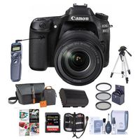 Canon EOS 80D DSLR Camera Body Kit with EF-S 18-135mm F3.5-5.6 IS USM Lens, Black - Bundle w/Camera Bag, 64GB SDHC Card, Spare Battery, Tripod, Remote Shutter, 58mm Filter Kit, Software Pack and More