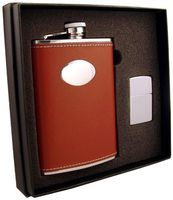 Visol"Bobcat" Flask and Zippo Lighter Gift Set, 8-Ounce, Chrome