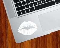 Yadda-Yadda Design Co. Hot Lips Kiss Mark - Trackpad | Tablet | Computer - Vinyl Decal Sticker YYDC (2.5" w x 1.75" h) (Color Choices) (White)