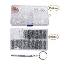 150 Pairs Eyeglass Nose Pads and 1000Pcs Tiny Screws Nut Repair Tool Kit,Eyeglass Sunglass Spectacles Watch Stainless Steel Screws Set