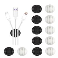 Cable Clips,Black Cable Organizers 12 Pack for Wire Organizer,Vegkey Cord Management for Computer, Charging or Mouse Cord