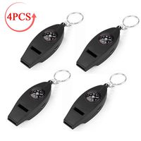 Lixada 4PCS Multifunction Emergency Survival Whistle with Keychain Fit for Camping,Hiking,Backpacking and Outdoor Survival