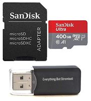 SanDisk 400GB Ultra Micro SDXC Memory Card Bundle Works with Samsung Galaxy A7 (2018), A9 (2018) Cell Phone UHS-I Class 10 (SDSQUAR-256G-GN6MA) Plus Everything But Stromboli TM Card Reader