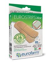 Eurostrips Aloe Adhesive Bandages Medium (3/4 x 2 7/8 in) and Large (1 x 2 7/8 in) with Aloe Vera Central Pad, Breathable and Hypoallergenic, Ideal for Sensitive Skin – 20 Pieces
