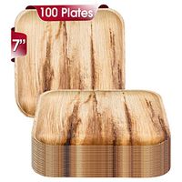 Palm Leaf Plates 100Pcs - 7" Eco-Friendly Disposable Dessert Plates - 100% Natural Compostable Biodegradable Salad Appetizer Square Plates - Heavy Duty for Mardi Gras, Birthday Party & All Occasions