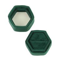 Koyal Wholesale Velvet Ring Box, Emerald Green, Hexagon Vintage Wedding Ceremony Ring Box with Detachable Lid, 2 Piece Engagement Ring Box Holder, Modern Proposal Idea, Slim Ring Box Display