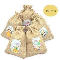 10 Pcs Linen Burlap Bags with Drawstring Easter Gift Bag Easter Party Supplies