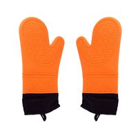 WeTest Silicone Oven Mitts with Quilted Liner,Extra Long Cooking Grilling Gloves Waterproof BBQ Kitchen Oven Mitts for Barbecue, Cooking,Baking-1 Pair(Orange)