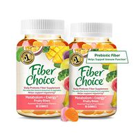 Fiber Choice Metabolism Energy Fiber Gummies # 1 Gastroenterologist Recommendedⱡ B Vitamins Gelatin Free Helps Support Regularity*, Prebiotic Fiber Helps Support Immune Function*, 90 Count (2 Pack)