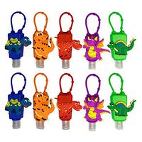 XIDAJIE 10Pack Cartoon Dinosaur Silicone Hand Sanitizer Holder 30 ML Reusable Liquid Soap Detachable Bottles Keychain Carriers Kids Travel Bottles Random Color b