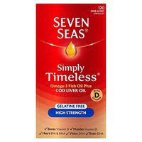 Seven Seas Cod Liver Oil High Strength With Omega 3 Plus Vitamins D & E 120 Capsules