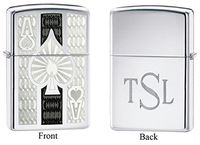 Personalized Zippo Ace High Polish Chrome Lighter with Free Roman Monogram