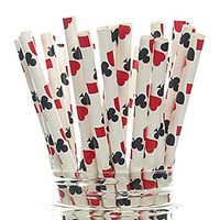 Sikye Paper Straws,25Pcs Paper Straws,Degradable Kraft Paper Suction Tube Poker Pattern Straws Halloween Christmas Party Supplies