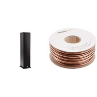 Polk T50 Floor Standing Tower Speaker (Pair) with Amazon Basics 14 Gauge 50' Wire Cable | Home Theater Experience | Premium Sound | Dolby and DTS Surround | 150 Watt Speakers
