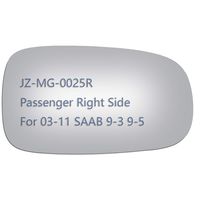 JZSUPER Side Mirror Glass For Saab 9-3 9-5 9-3X Passenger Right Side View RH Convex Replacement Non Heated Including Adhesive