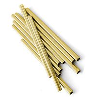 Brightbuy Stainless Steel Boba Straws set of 50, Reusable Big Fat Smoothies Straws Wide Straw 8.5" x 0.5" for Bubble Tea, Juice, Thick Milkshakes (gold)