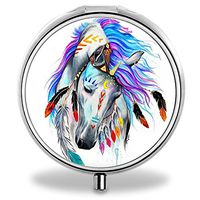 IMLONE Pill Organizer, Customized Horse Prince Pill Boxes with 3 Components and Mirror for Travelling and Daily Needs