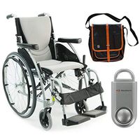 Karman S-Ergo 115 Ultra Lightweight Ergonomic Wheelchair | Seat Size 18" X 17" | Swing Away Footrest | Quick Rrelease Wheels in Silver & Free 130 dB Silver Safety Alarm!