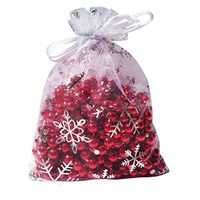 Outdoorfly 100PCS Xms 5x7 Organza Bag White Snowflake Bags for Jewelry Bag with Drawstring Candy Favor Pouches Bags for Wedding Party Baby Shower Bags(Snowflake 5x7)