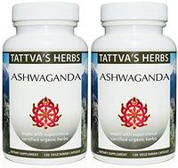 Raw Ashwagandha Organic - Provides Stress Relief, Supports Adrenal And Thyroid Function Rebuilds Core Strength - 500 mg. 240 Vcaps Two Month Supply From Tattva's Herbs