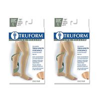 Truform Anti-Embolism 18 mmHg Thigh Length Open Toe Stockings Beige, Medium, 2 Count