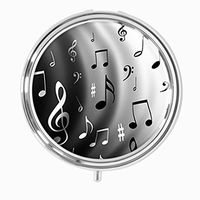 MaXing Musical Notes Custom Personalized Silver Round Pill Box Decorative Metal Medicine Container Case