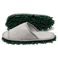 Ofoot Microfiber Chenille Mop Slippers Set,House Dust Dirt Hair Cleaner,Reusable Mop Slippers & Mop Hand Towels for Bathroom Office Kitchen House Polishing Cleaning (Grey+Green)