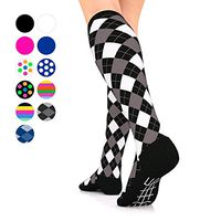 Go2 Compression Socks for Men Women Nurses Runners| Medium Compression Stockings (blackargyle,Large one)