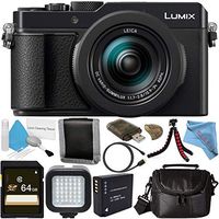 Panasonic Lumix DC-LX100 II Digital Camera (Black) + DMW-BLG10 Lithium Ion Battery + 64GB SDXC Card + Small Soft Carrying Case + Flexible Tripod + Micro HDMI Cable + Deluxe Cleaning Kit Bundle