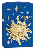 Zippo Sun and Moon Royal Blue Matte Pocket Lighter