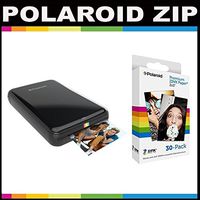Polaroid ZIP Mobile Printer ZINK Zero Ink Printing Technology - With Polaroid 2x3 inch Premium ZINK Photo Paper (30 Sheets)- Black
