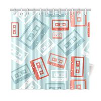 AIKENING Home Decor Bath Curtain Tape Retro Music Creative Polyester Fabric Waterproof Shower Curtain for Bathroom, 72 X 72 Inch Shower Curtains Hooks Included