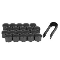 X AUTOHAUX 20pcs 21mm Universal Black Plastic Car Wheel Nut Lug Hub Screw Rim Bolt Covers Dust Protection Caps with Removal Tool Clip