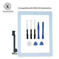 KAKUSIGA Compatible with ipad 4th Generation Touch Screen Glass Digitizer Replacement, Home Button Flex, Adhesive Tape,Repair Tools kit (White)