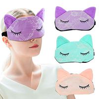 3 Colors Cute Animal Cat Eye Mask Ultra Soft Plush Sleep Masks for Kids Women Girls Home Sleeping Traveling, 3 PCS