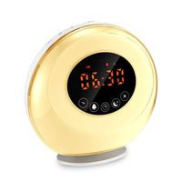 Alarm Clock Wake-Up Light, Dxmart 7-Color Sunrise Simulation & Sleep Assist Function, TF Card Slot, 6 Natural Sound Headphone Jack FM Radio Lazy Mode USB Charging Interface with USB Cable