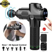 JUMOWA Massage Gun Deep Tissue Massage Gun, LCD Touch Screen 1-30 Speed Control Percussion Massager Muscle Vibrating Relaxing Deep Therapy with 6 Press Head & Carrying Box(Rechargeable Gun