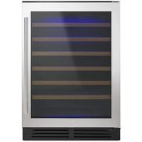Whirlpool WUW35X24DS 24" Undercounter Wine Center with 51 Bottle Capacity Custom Temperature Control Towel Bar Handle LED Interior Lighting Reversible Door and Door Open Alarm in Stainless