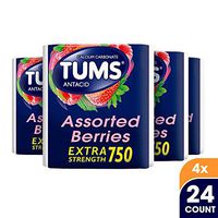 TUMS Extra Strength Assorted Berries Antacid Chewable Tablets for Heartburn Relief, 4 pack of 3 rolls of 12ct