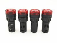 XJS Panel Mount AC/DC 12V Red LED Buzzer Alarm Signal Indicator Light Lamp 4Pcs