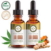 (2 Pack) Organic Hemp Oil - 10,000MG - Turmeric, Ginger & Mushroom Infused for Enhanced Bioavailability - Made in USA - Anti-Inflammatory, Hip & Joint Support, Rich in Omega 3 Fatty Acids