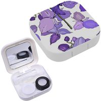 Portable Contact Lens Case Box Travel Kit Mirror + Bottle + Tweezers Container Holder [ Floral Romantic Flowers ]