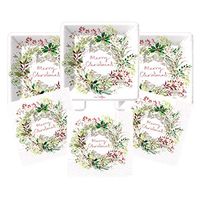 Christmas Holiday Paper Plates Napkins 16 count set Holly Berry Country Wreath Design