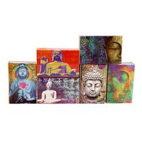 World Buyers Mini Matchbox Set with Wooden Matches and Colored Tips of 6 Images (Buddha)