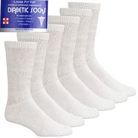 6 12 Pairs Men's Circulatory Diabetic Crew Socks Size 9-11 10-13 13-15 (White(3-Pairs), 9-11)
