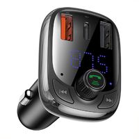 AWJ Quick Charge 4.0 3.0 USB Car Charger QC QC4.0 Bluetooth FM Transmitter Car Kit for iPhone 11 Pro Max 5A Fast PD Charger,Black