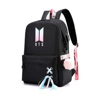 KEBEIXUAN Middle School Student Backpack, BTS College Casual Bag Side Configuration USB Interface and Headphone Jack. (B)