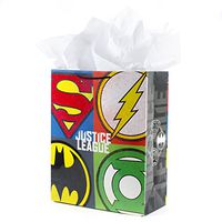 Hallmark 15" Extra Large Justice League Gift Bag with Tissue Paper (Superhero Logos)