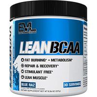 Evlution Nutrition LeanBCAA, BCAA’s, CLA and L-Carnitine, Stimulant-Free, Recover and Burn Fat, Sugar and Gluten Free, 30 Servings (Blue Raz)